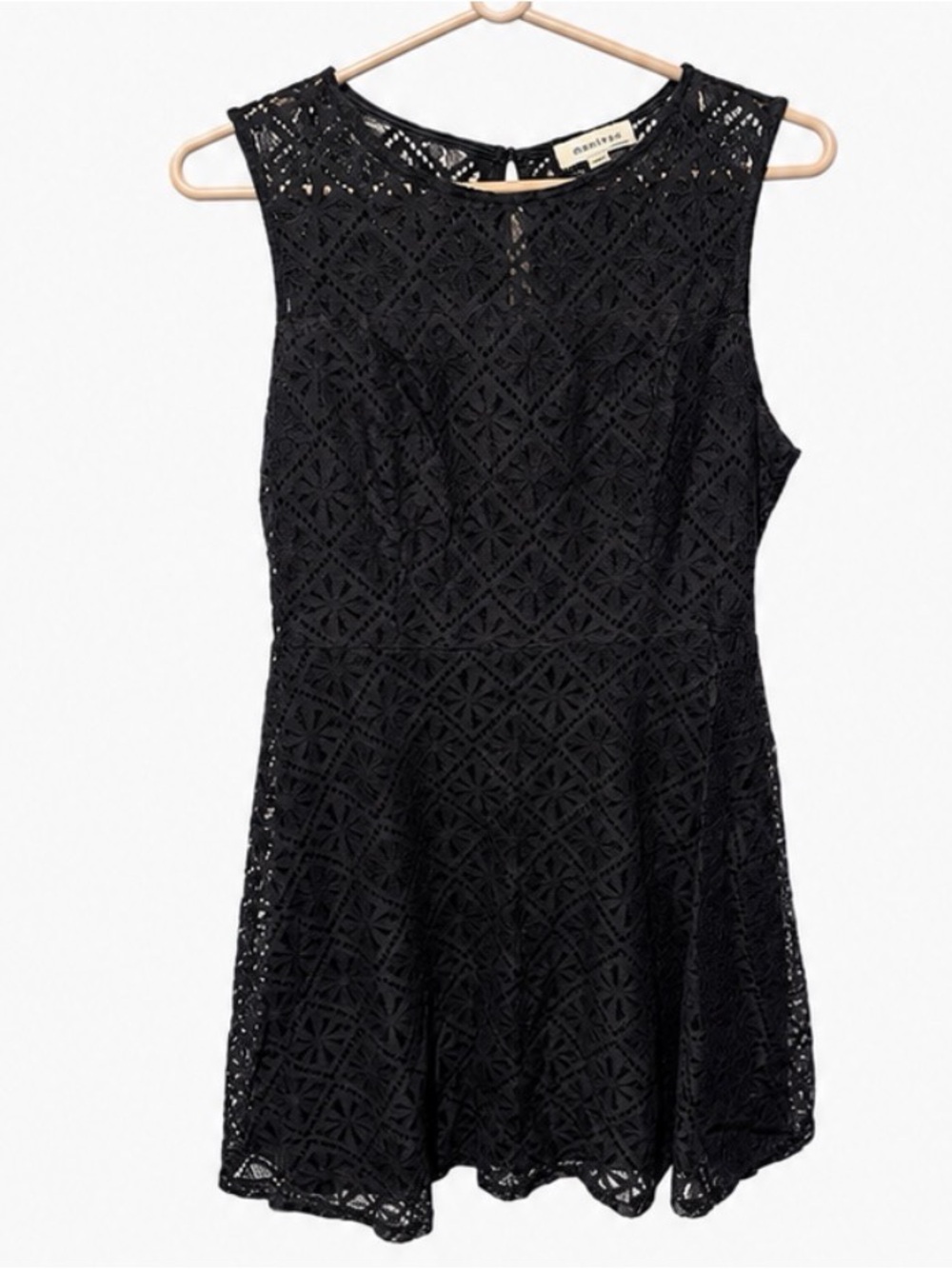 Black Sleeveless Lace Fit-and-Flare Dress
